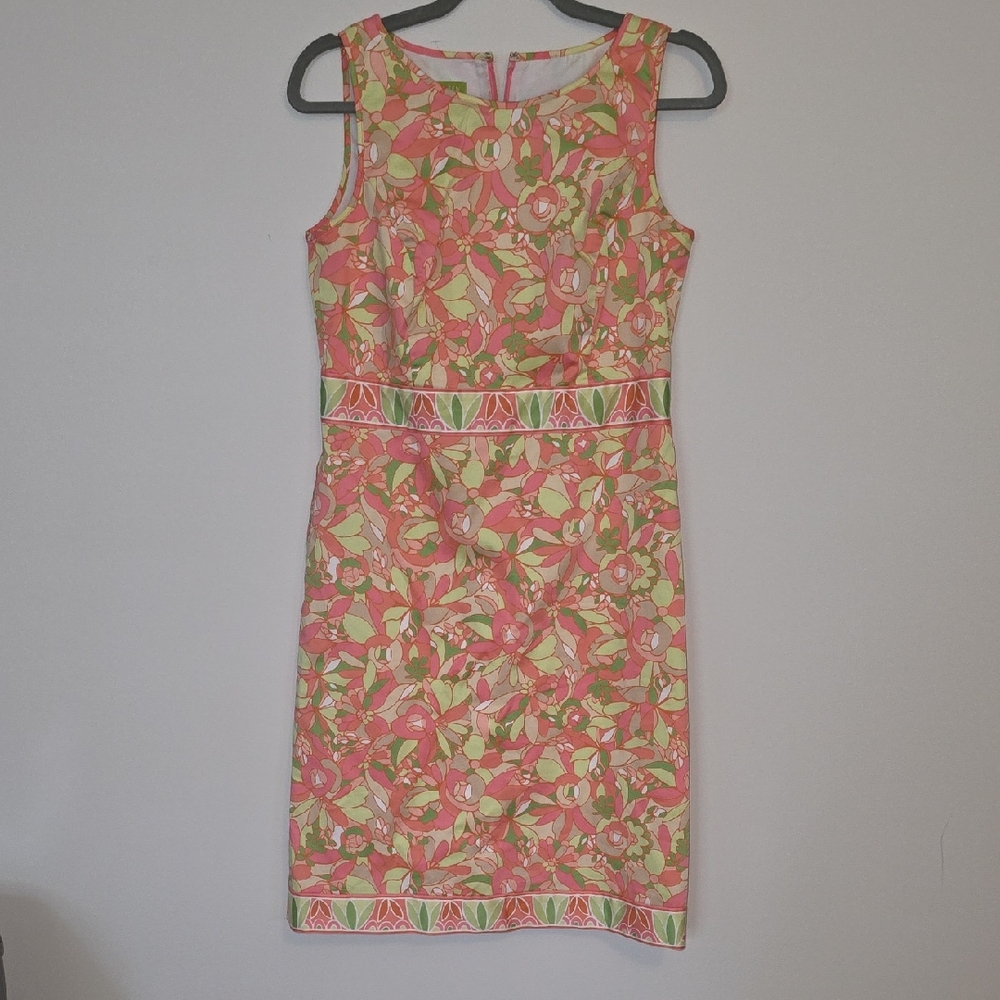 Sigrid Olsen Vibrant Pink and Green Mini Dress